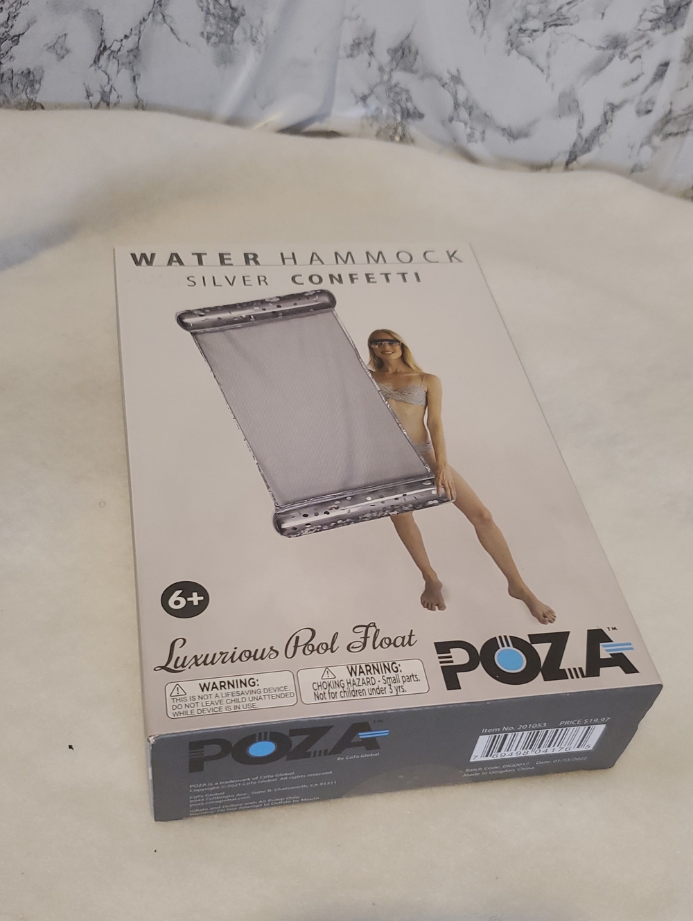 Silver Confetti Water Hammock - Luxurious Silver Pool Float